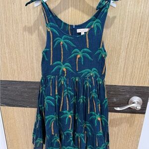 Pink Chicken Navy Dress with Green Accents